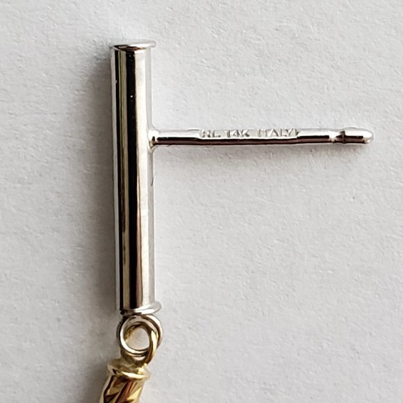 **SOLD**!4k Solid Two Tone Gold Stick/Dangle Earrings NIB/Tags - Picture 5 of 9